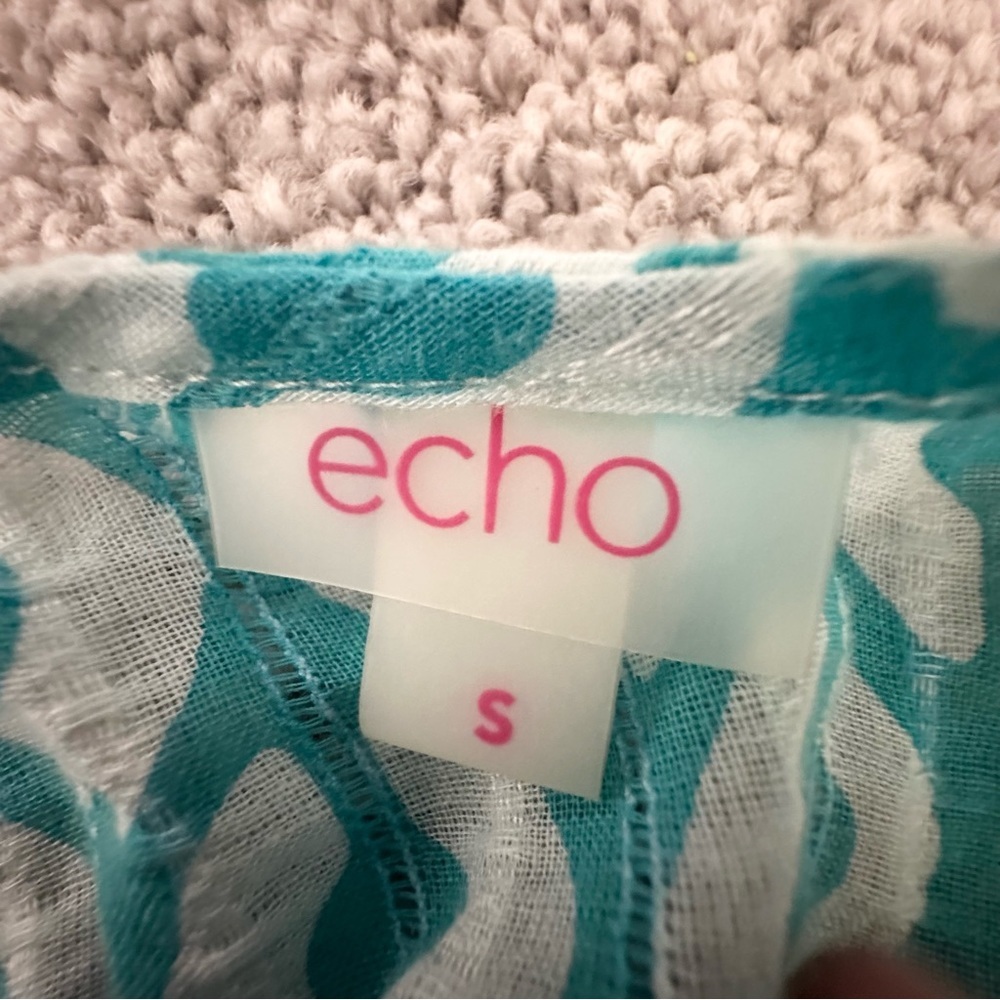 NEW! Geometric cover-up Small Teal Blue Aqua swimsuit bathing suit coverup - Picture 5 of 8
